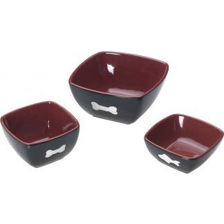 Ethical Stoneware Dish 6830 Red/Black Vista Cat Dish 5 Inch