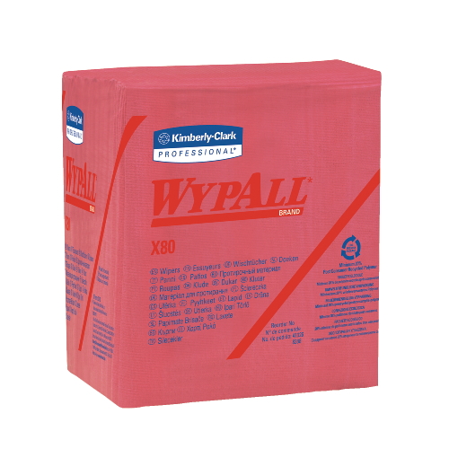 Kimberly-Clark KCC 41029 Wypall X80 1/4 Fold Towel Red- 50 Count - Case of 4 Kimberly-Clark KCC 41029 Wypall X80 1/4 Fold Towel Red- 50 Count - Case of 4