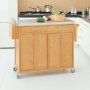 Neu Home 34231 Bamboo Kitchen Cart with Stainless Steel Top in Natural Finish