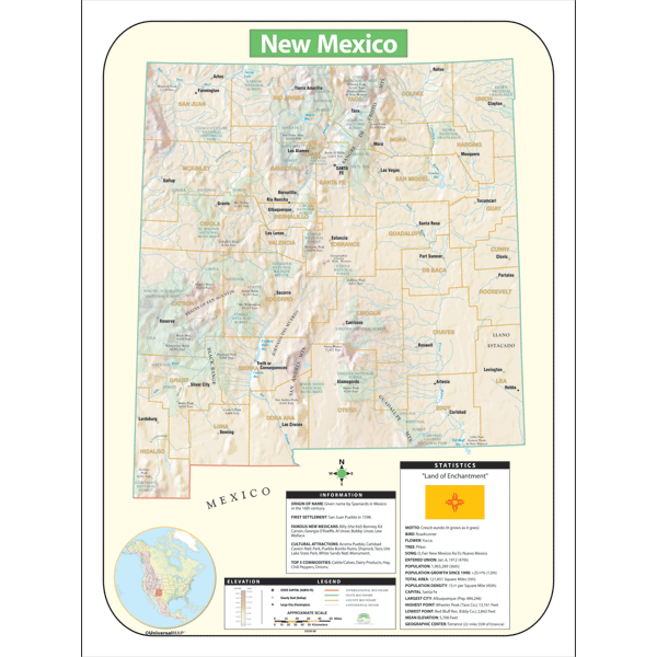 Universal Map 762536519 New Mexico Shaded Relief Map