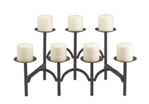 21.25" X 12" X 10" Candelabra Decorative Candle Holder - Black