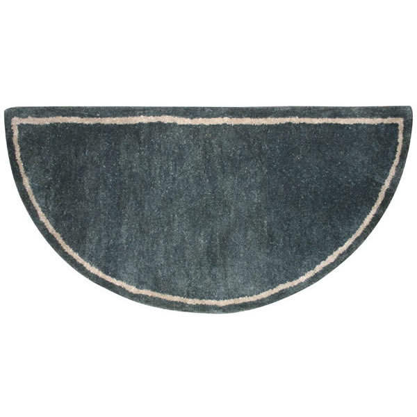 Chimney 61148 Woodfield Green with border Contemporary Halfround Rug Wool 22 in. X 44 in.