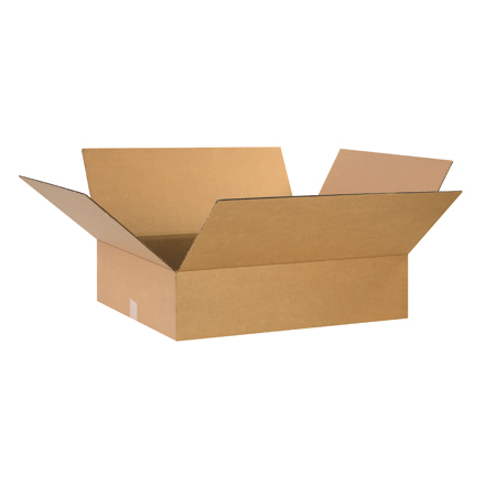 Flat Corrugated Boxes - Brown - 24 in. x 20 in. x 6 in. - Pack of 10 - Durable Design