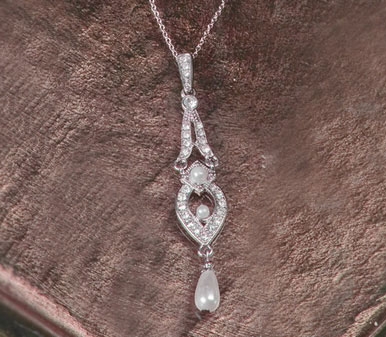 56-2221-slv Tiered Pearl Drop Pendant Necklace - Silver
