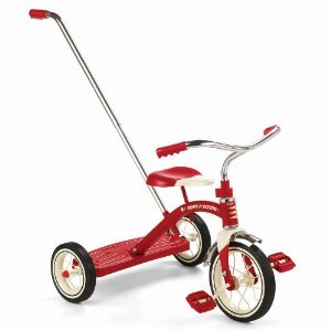 34t Classic Red 10'' Tricycle With Push Handle
