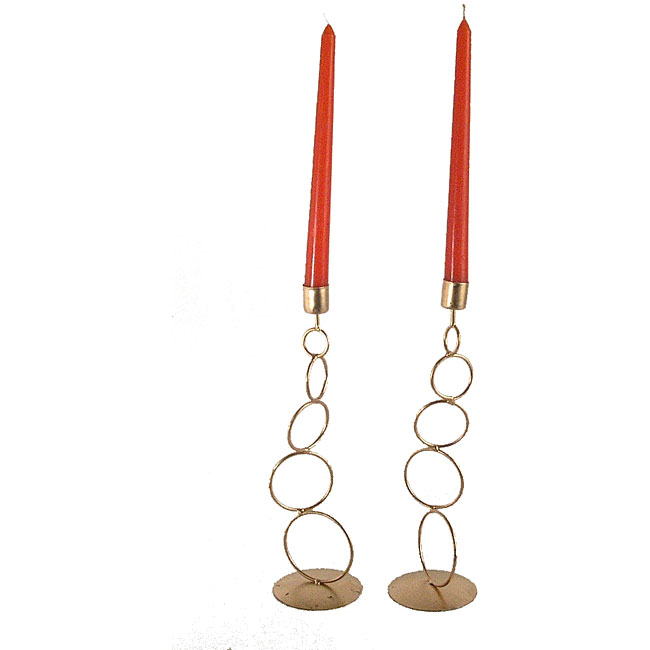 Danya B QBA258 Golden Glamour Link Candle Holders  Set Of 2