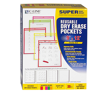 C-line Products Inc Cli40820 Reusable Dry Erase Pockets 25- Box