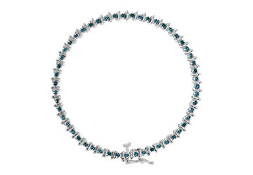 Fine Jewelry Vault BR3012DBl101 Blue Diamond Bracelet 14K White Gold 2.00 CT Diamonds
