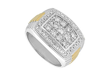 Fine Jewelry Vault A303TT107 Mens Diamond Ring 14K Two Tone White amp; Yellow Gold 1.00 CT Diamonds Size 7