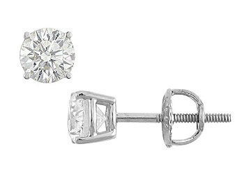 Fine Jewelry Vault ER14WH4RD075DSI101 14K White Gold Round Diamond Stud Earrings 0.75 CT. TW.