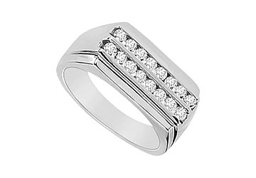 Fine Jewelry Vault M1086W14D101 Mens Diamond Ring 14K White Gold 0.50 CT Diamonds Size: 7
