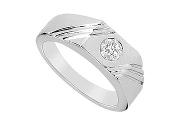 Fine Jewelry Vault M206W14D101 Mens Diamond Ring 14K White Gold 0.25 CT Diamonds Size: 7