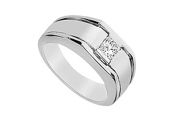 Fine Jewelry Vault M431W14D101 Mens Diamond Ring 14K White Gold 0.50 CT Diamonds Size: 7
