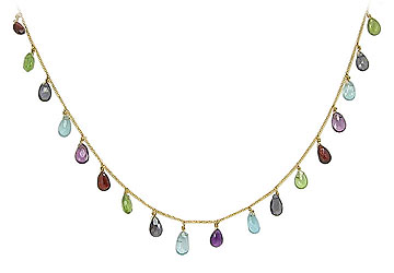 Fine Jewelry Vault NC501101 Multicolor Gemstone Necklace 14K Yellow Gold 25.00 CT TGW