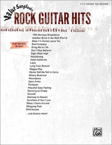 Alfred 0033597 Value Songbooks Rock Guitar Hits  Music Book