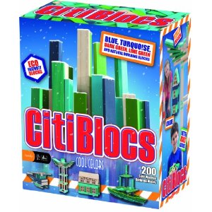 CitiBlocs CTBSC200 200 Piece Cool Colors Precision Cut Building Blocks