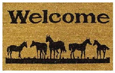 Home & More 12029 Horses Welcome - Vinyl Back Mat - 18 X 30 Inches