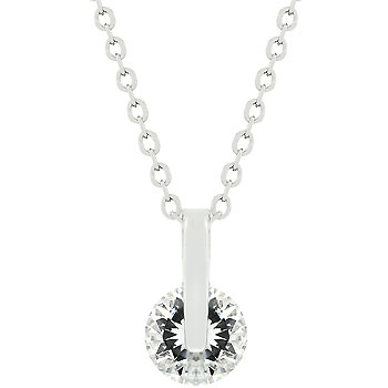 P50034R-S01 White Gold Silver Round CZ Pendant Necklace