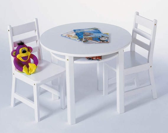 524w Child's Round Table And 2 Chairs-white