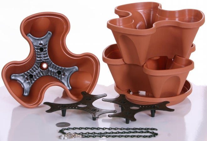 NJ Supply P8386 24apos;apos; Stacking Planters with grid Nutmeg