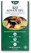 004-066799 K9 Advantix Flea Control For Dogs 0-10 Lbs Green 4 Month