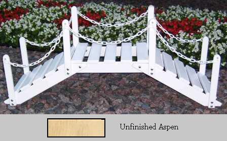 Prairie Leisure Design 47B Unfinished Aspen Decorative Garden Bridge With Posts And Chain Unfinished