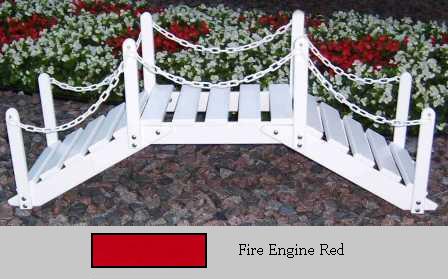 Prairie Leisure Design 47B Fire Engine Red Decorative Garden Bridge With Posts And Chain Fire Engine Red