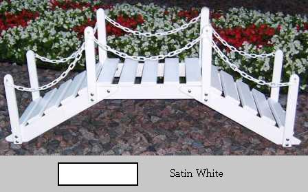 Prairie Leisure Design 47B Satin White Decorative Garden Bridge With Posts And Chain Satin White
