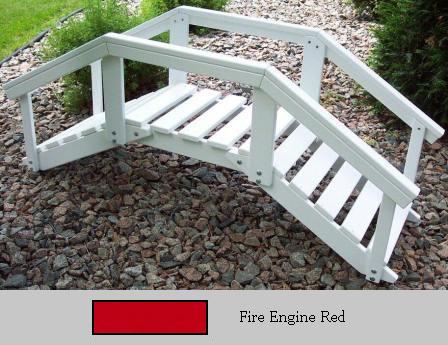 Prairie Leisure Design 47C Fire Engine Red Decorative Garden Bridge With Posts And Rails Fire Engine Red