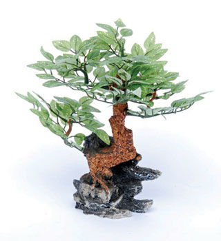 Bonsai Tree On Rock With Silk Leaves