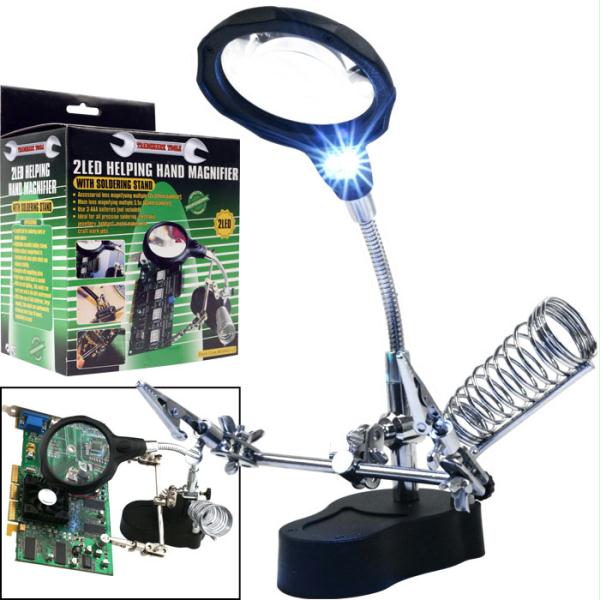 Trademark Tools Helping Hand Magnifier with 2 Leds