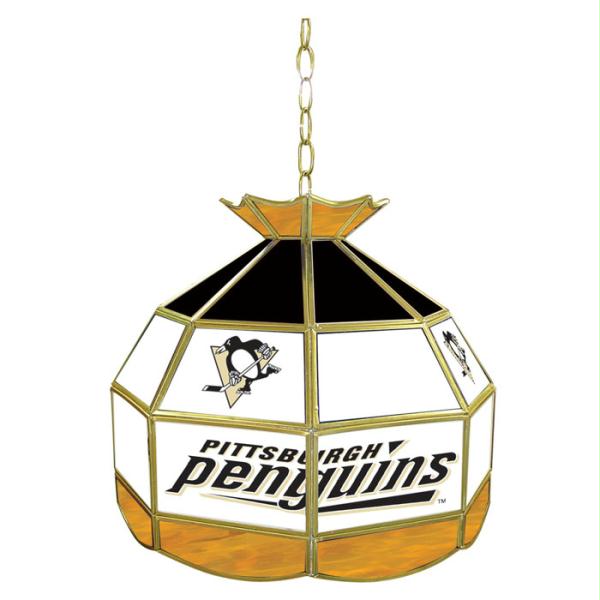 Nhl Pittsburgh Penguins Stained Glass Tiffany Lamp  16 Inch