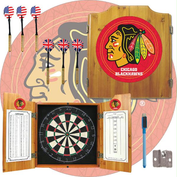 Nhl Chicago Blackhawks Dart Cabinet Includes Darts And Board