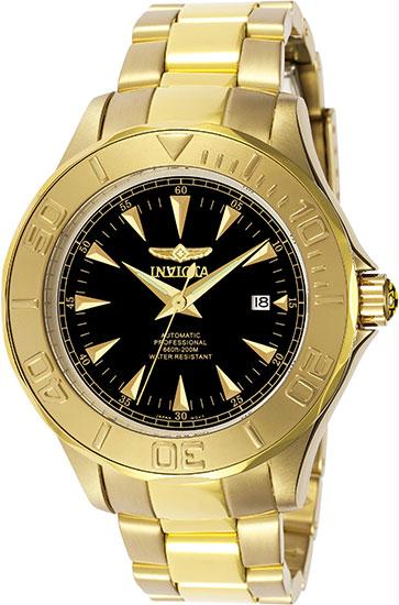 Men's Gold Tone Stainless Steel Pro Diver Automatic Black Dial - Watch