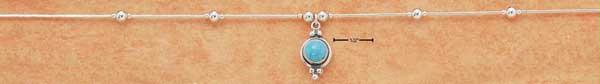Plum Island Silver NK0444 Sterling Silver 16 Inch Dainty Round Turquoise Concho Necklace On Liquid Silver