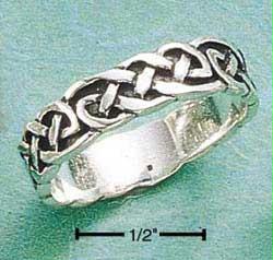 Plum Island Silver SR0696 Sterling Silver Antiqued Celtic Knots Band Ring