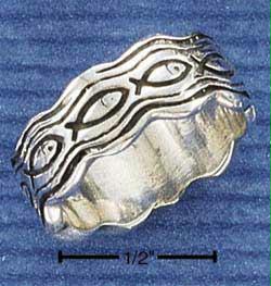 Plum Island Silver SR1048 Sterling Silver Life Fish Wavy Band Ring