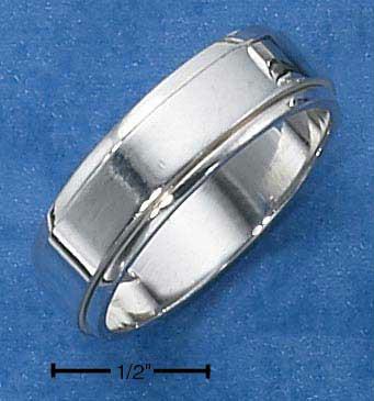Plum Island Silver SR1817 Sterling Silver Mens 9Mm High Polish Worry Ring With Plain Spinning Band Size: 7