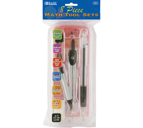 Bazic 45124 8 Pieces Math Tool Sets Pack of 24
