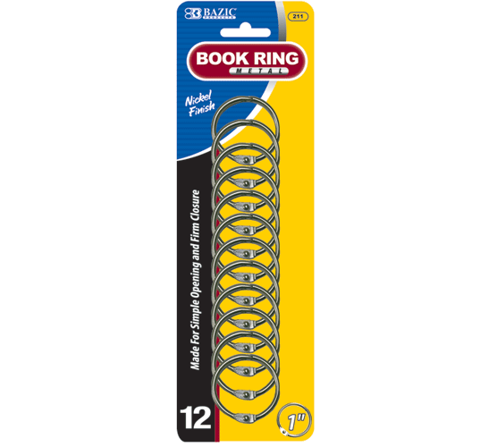 Bazic 211-24 1 in. Metal Book Rings- Pack of 24