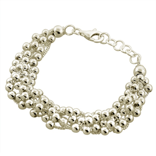 ZilverZoom T113B Sterling Silver Multi Strand Bead Bracelet