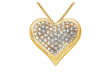 Fine Jewelry Vault HPD121Y14D101 Diamond Heart Pendant  14K Yellow Gold  1.25 CT Diamonds