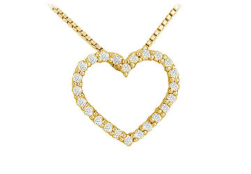 Fine Jewelry Vault PD24001DY101 Diamond Heart Pendant  14K Yellow Gold  0.25 CT Diamonds