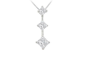 Fine Jewelry Vault PD712DW101 Princess Diamond Pendant 14K White Gold 0.50 CT Diamonds