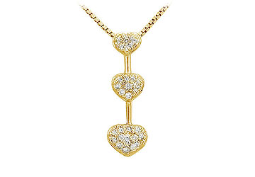 Fine Jewelry Vault PD90006DY101 Diamond Heart Pendant  14K Yellow Gold  0.25 CT Diamonds