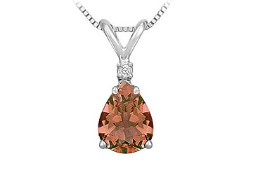 Fine Jewelry Vault PDVPR86STW101 Diamond And Smoky Topaz Solitaire Pendant 14K White Gold 1.00 CT TGW
