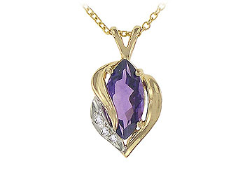 Fine Jewelry Vault ZE215LA101 Amethyst And Diamond Pendant 14K Two Tone White amp; Yellow Gold 1.50 CT TGW