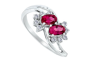 Fine Jewelry Vault BM655WT107 Pink Tourmaline And Diamond Ring 14K White Gold 0.75 CT TGW
