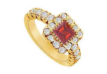 Fine Jewelry Vault JS799AY14DR101 Ruby And Diamond Engagement Ring 14K Yellow Gold 1.25 CT TGW Size: 7