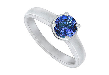 Fine Jewelry Vault S6946S106 Blue Sapphire And Diamond Engagement Ring 14K White Gold 1.15 CT TGW Size: 7